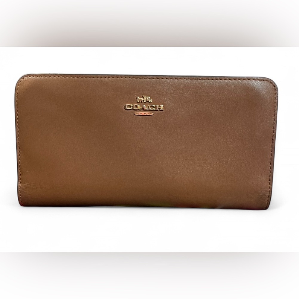 COACH TAN LEATHER SKINNY WALLET